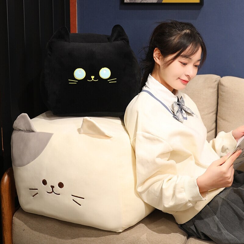 Adorable Black and White Cube Cat Plush Toys