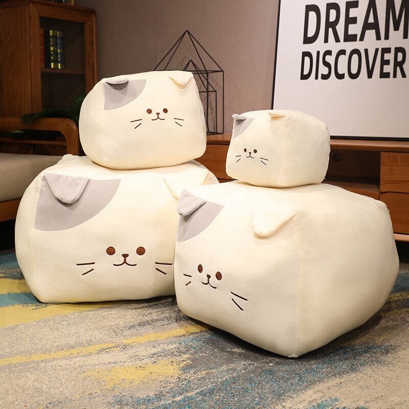 Adorable Black and White Cube Cat Plush Toys