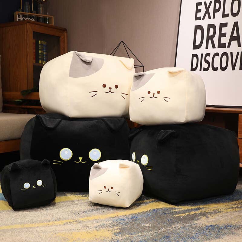 Adorable Black and White Cube Cat Plush Toys