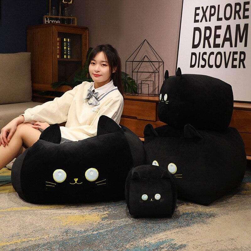 Adorable Black and White Cube Cat Plush Toys