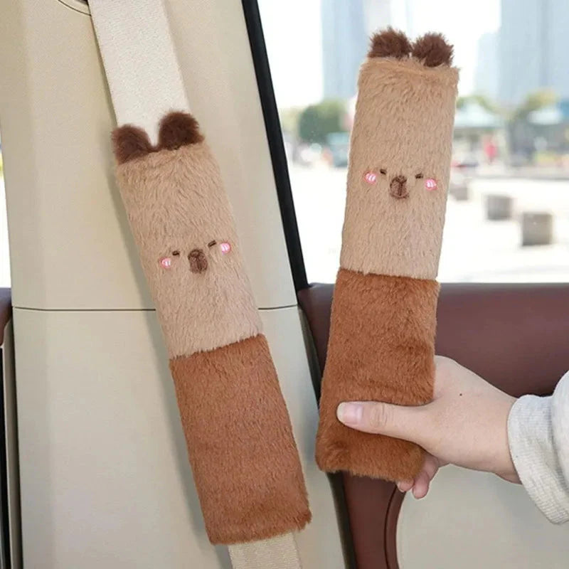 Adorable Kawaii Capybara Plush Car Seat Belt Cover - Fun Shoulder Strap Accessory!