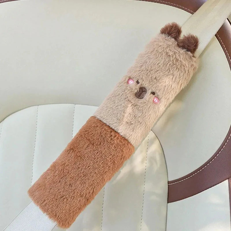 Adorable Kawaii Capybara Plush Car Seat Belt Cover - Fun Shoulder Strap Accessory!