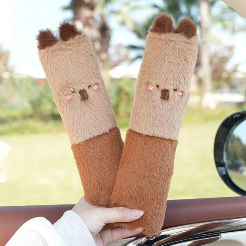 Adorable Kawaii Capybara Plush Car Seat Belt Cover - Fun Shoulder Strap Accessory!