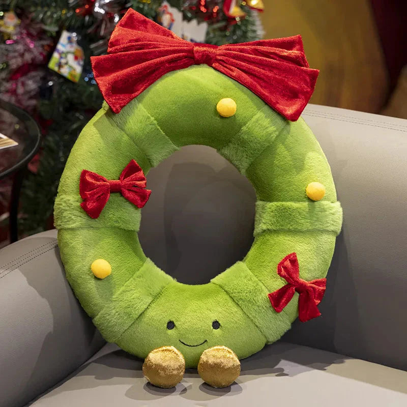 Adorable Kawaii Christmas Tree Wreath Plush Door Decor