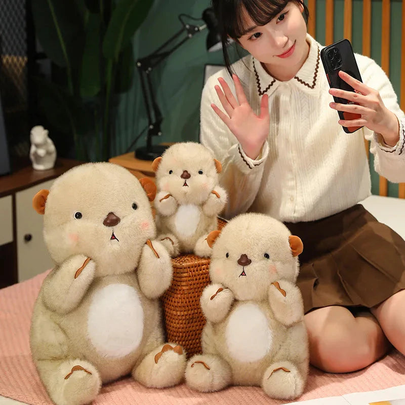 Adorable Fluffy Blushing Otter Stuffed Animal
