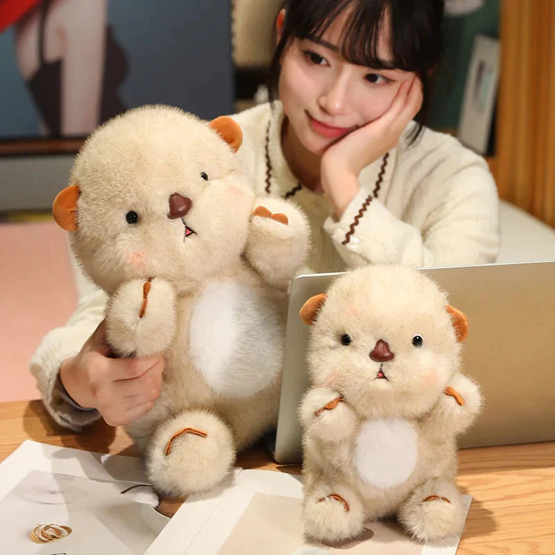 Adorable Fluffy Blushing Otter Stuffed Animal