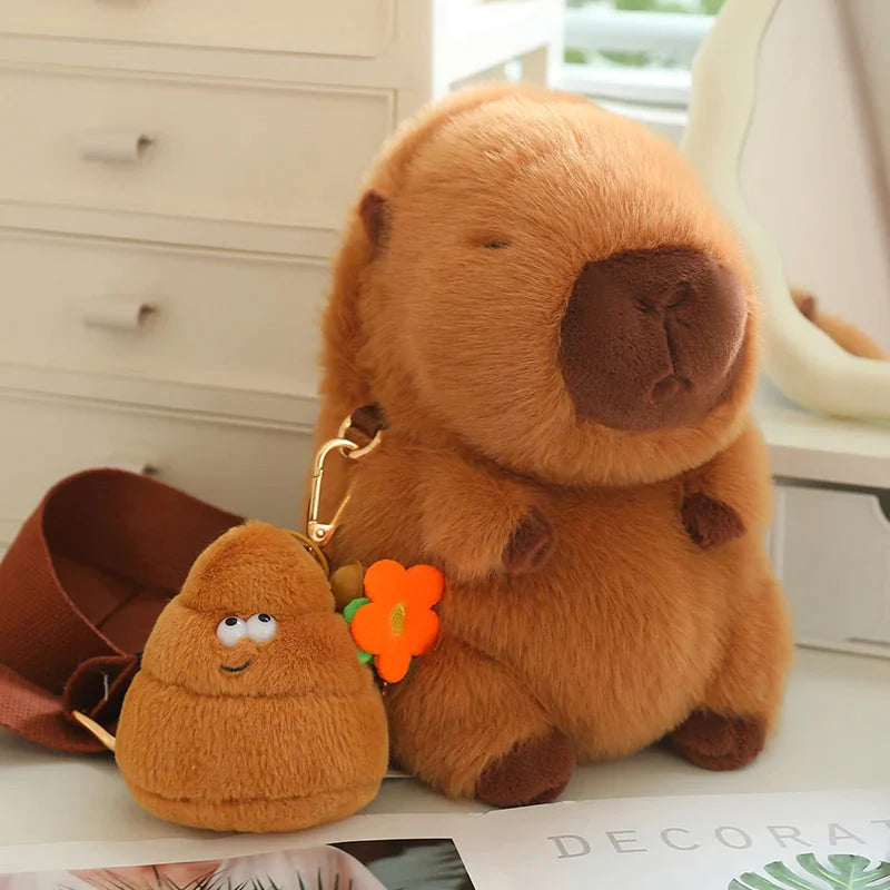 Adorable and Soft Fluffy Capybara Plush Toys with Adjustable Strap