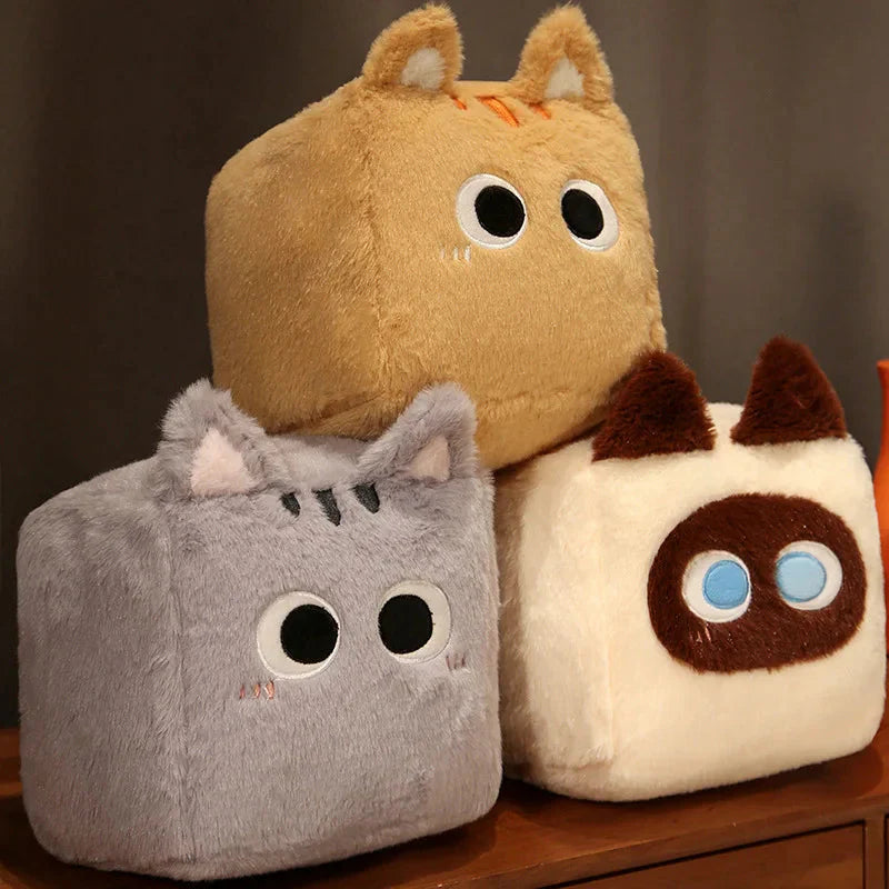 Adorable Fluffy Cube Cat Plushie Collection