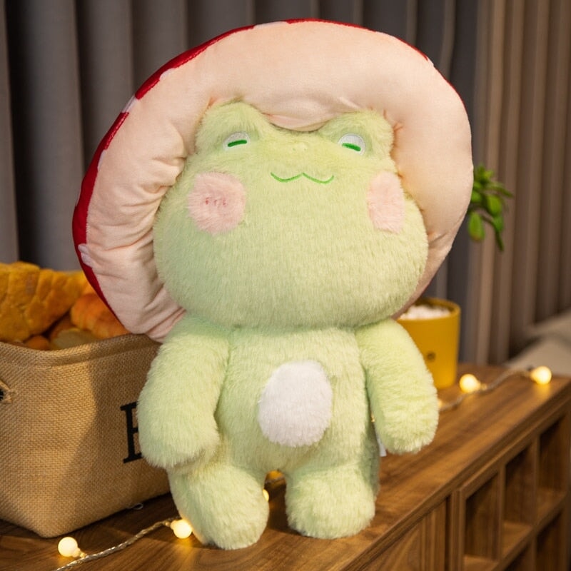 Adorable Fluffy Mushroom Frog Family Cuddly Plush Toys