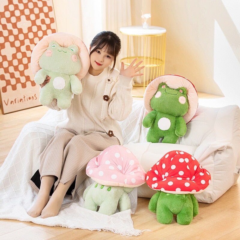 Adorable Fluffy Mushroom Frog Family Cuddly Plush Toys