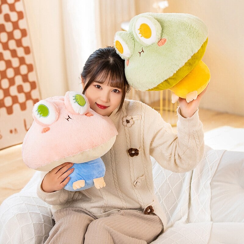 Adorable Fluffy Mushroom Frog Family Cuddly Plush Toys