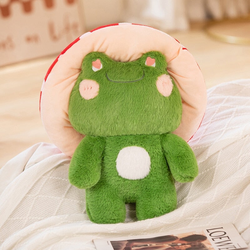 Adorable Fluffy Mushroom Frog Family Cuddly Plush Toys