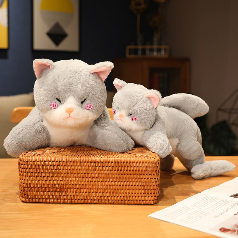 Adorable Grey Cat-Shark Hybrid Plush Toy