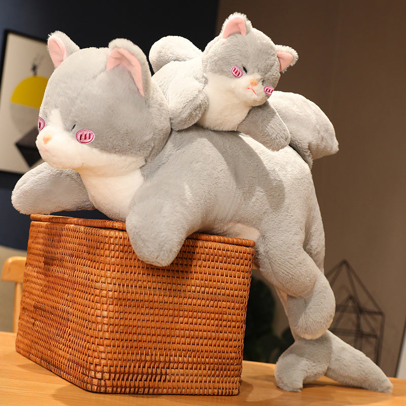 Adorable Grey Cat-Shark Hybrid Plush Toy