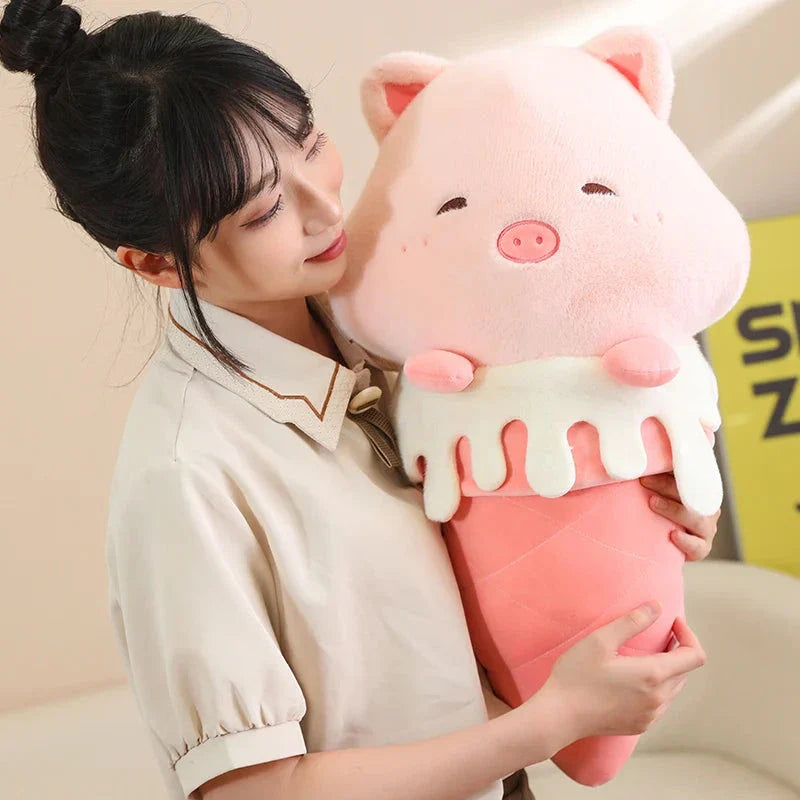 Adorable Kawaii Ice Cream-Inspired Plushie Collection: Pig, Capybara, Chick, and Sheep!
