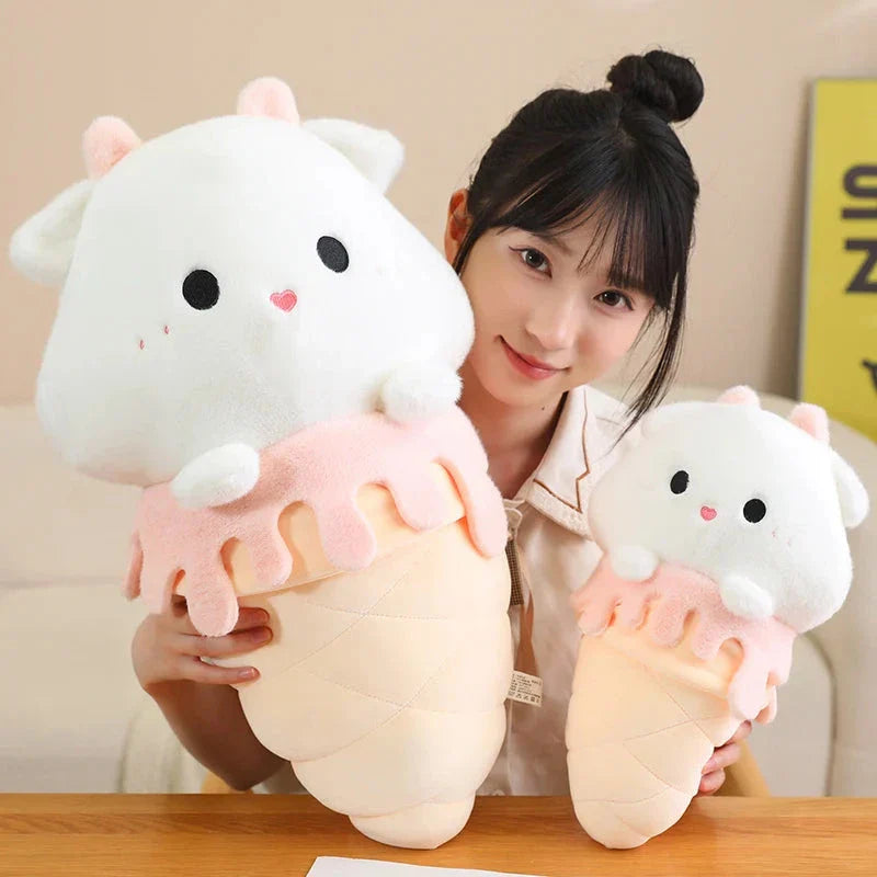 Adorable Kawaii Ice Cream-Inspired Plushie Collection: Pig, Capybara, Chick, and Sheep!