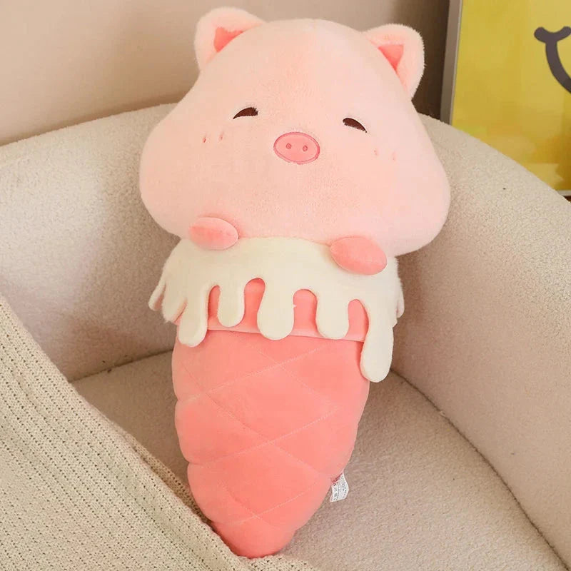 Adorable Kawaii Ice Cream-Inspired Plushie Collection: Pig, Capybara, Chick, and Sheep!