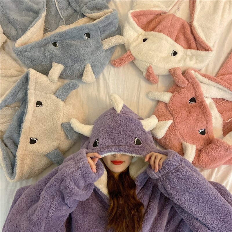 Adorable Pastel Dragon Plush Hoodie Blanket for Cozy Comfort
