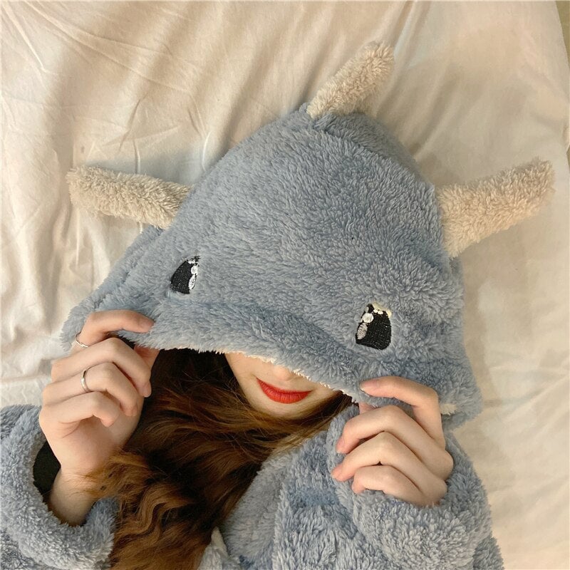 Adorable Pastel Dragon Plush Hoodie Blanket for Cozy Comfort