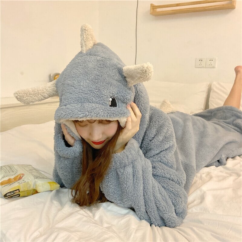 Adorable Pastel Dragon Plush Hoodie Blanket for Cozy Comfort