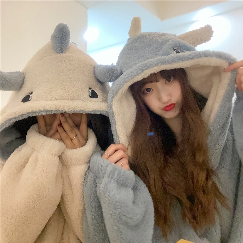 Adorable Pastel Dragon Plush Hoodie Blanket for Cozy Comfort