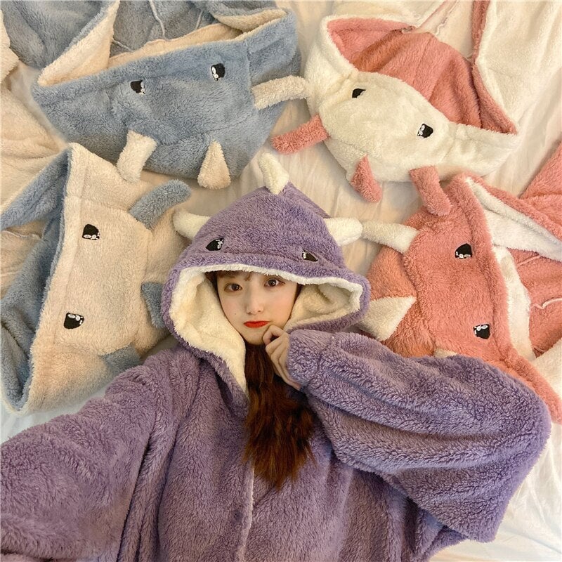 Adorable Pastel Dragon Plush Hoodie Blanket for Cozy Comfort