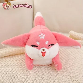 Adorable Kawaii Pink Fox Sakura Cuddly Plush Toy