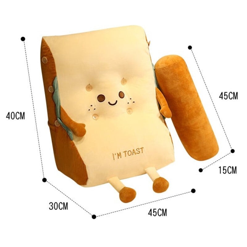 Adorable Toasted Bread Back Support Cushion Plushie