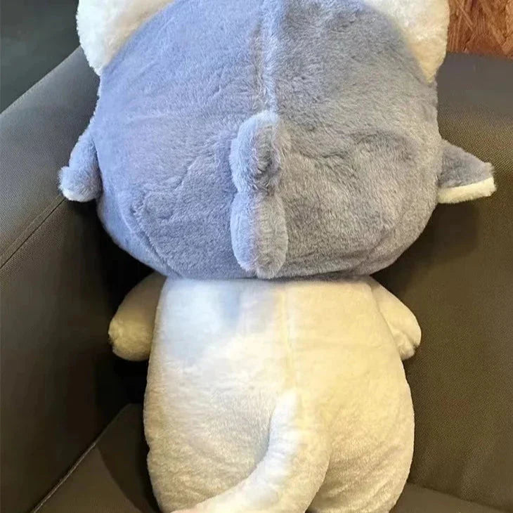Adorable Plushie of a White Cat Shark Hat