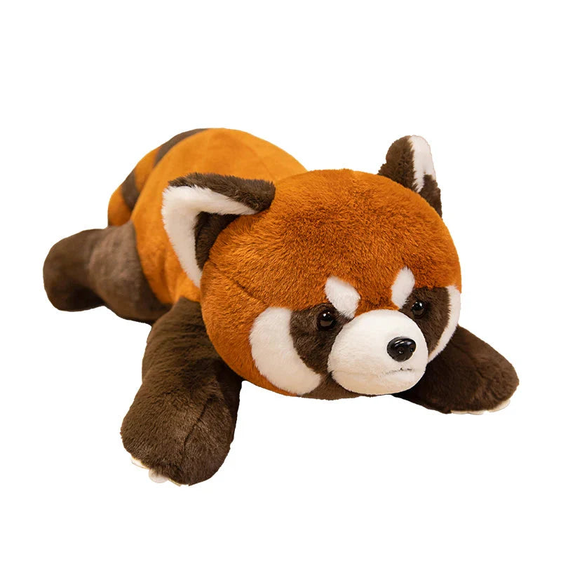 Adorable Laying Fluffy Red Panda Realistic Plush Toy