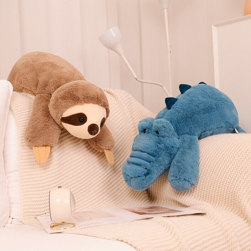 Cuddle Buddies: Sloth, Fox, Raccoon, and Crocodile Plush Toy Set