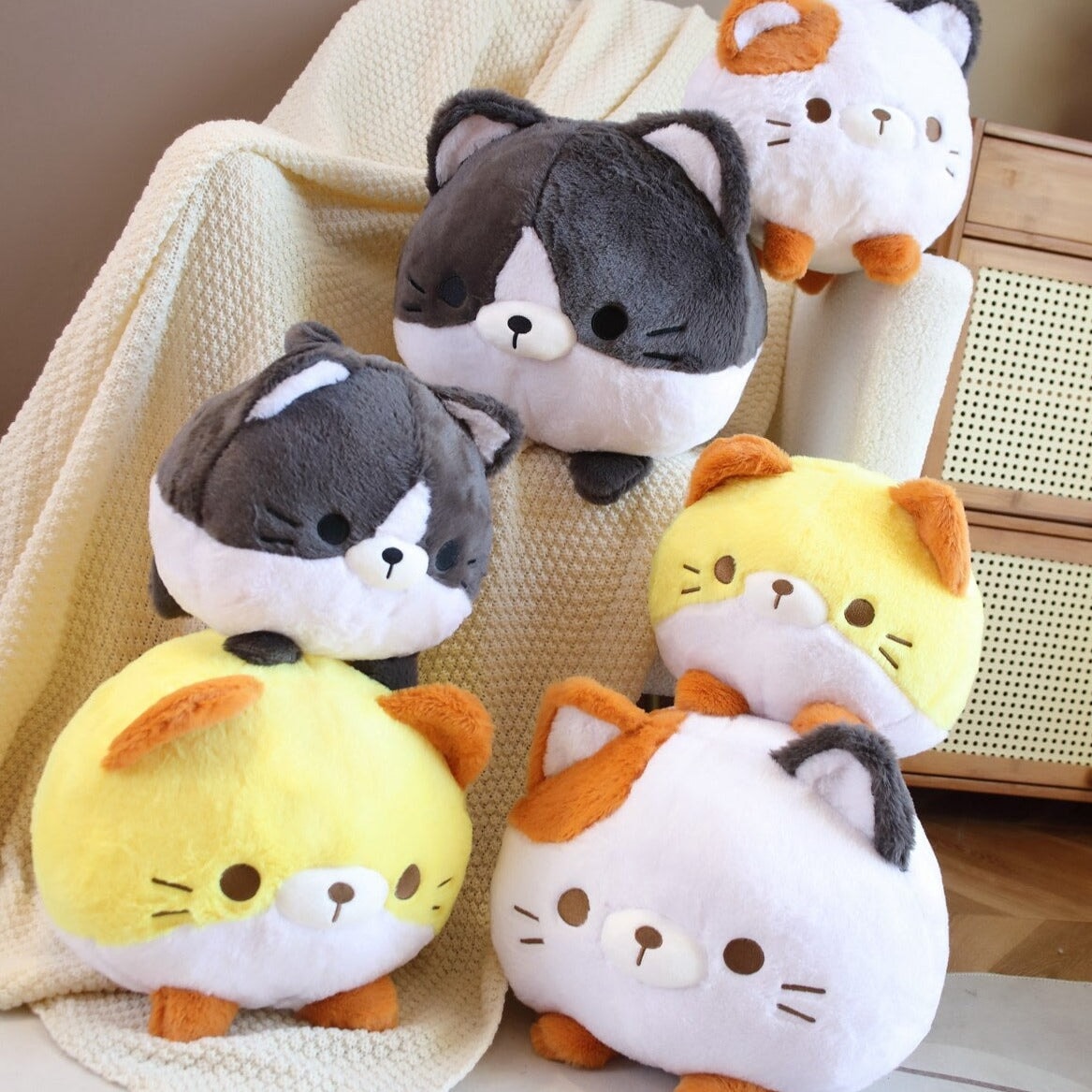 Adorable Trio of Leo, Binx, and Lola Plush Fluffy Cats