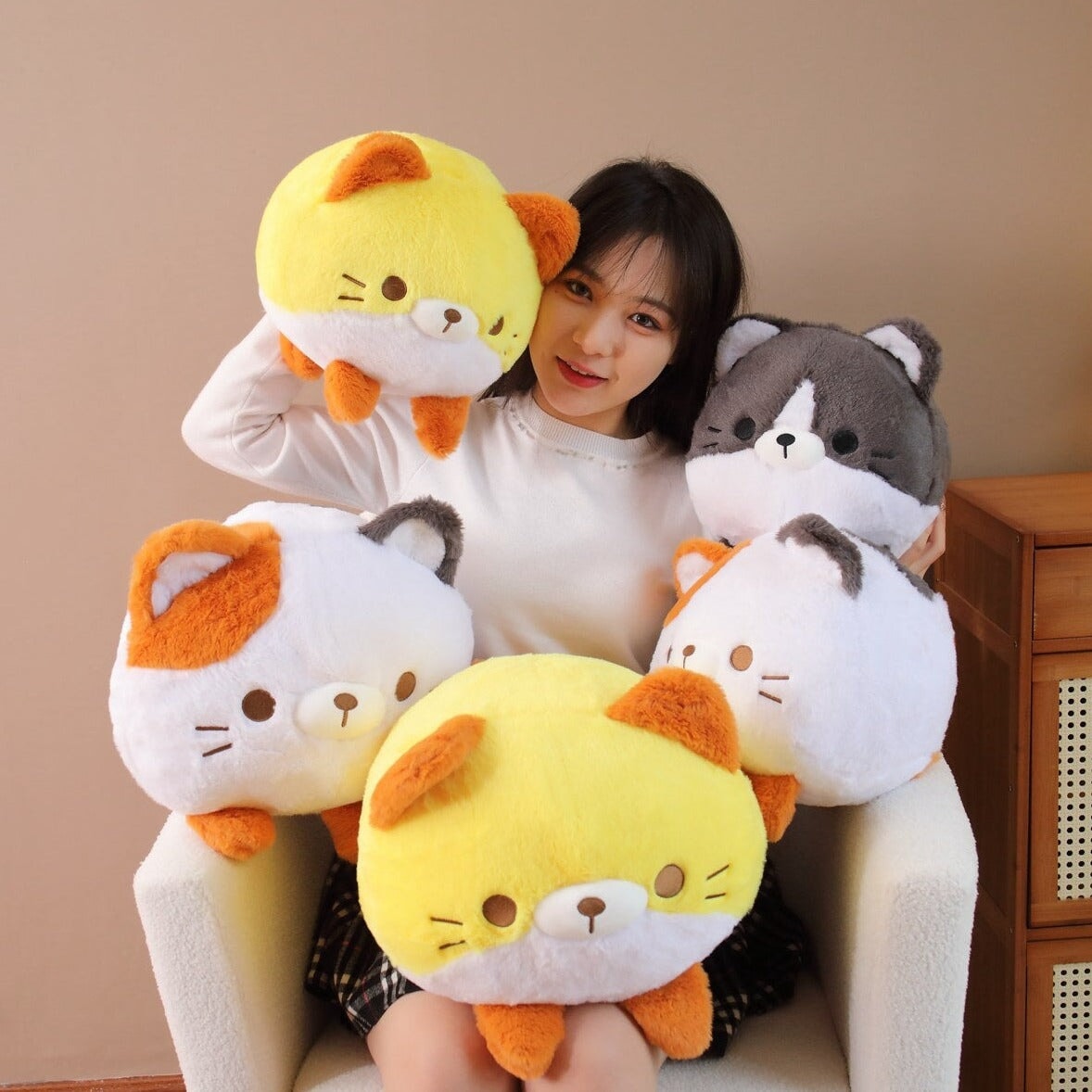 Adorable Trio of Leo, Binx, and Lola Plush Fluffy Cats