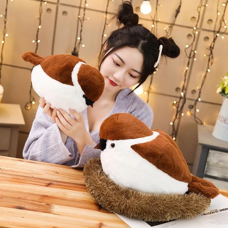 Adorable Realistic Sparrow Family Plush Toys