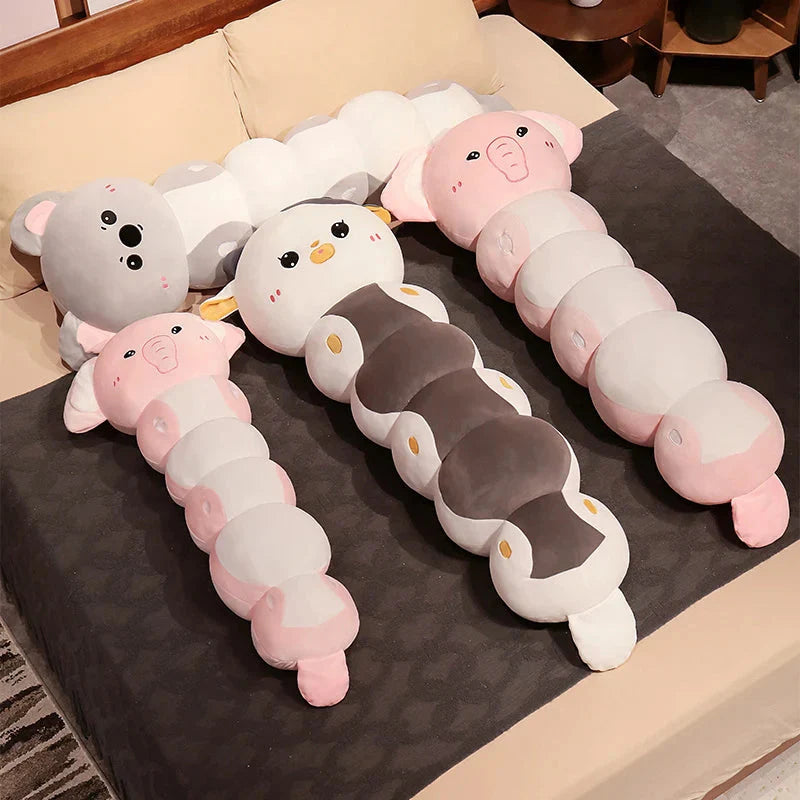 Adorable Long Caterpillar Cat, Koala, and Elephant Plush Toy Collection
