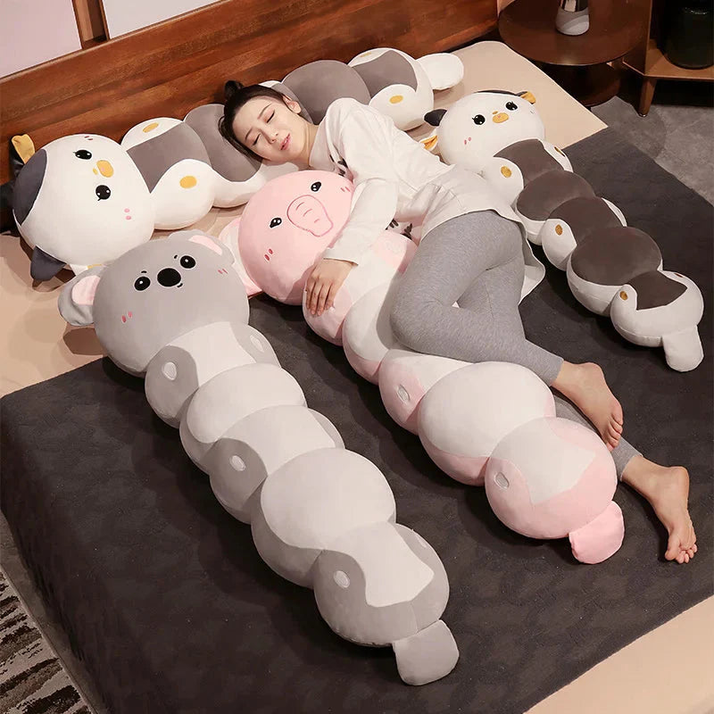 Adorable Long Caterpillar Cat, Koala, and Elephant Plush Toy Collection