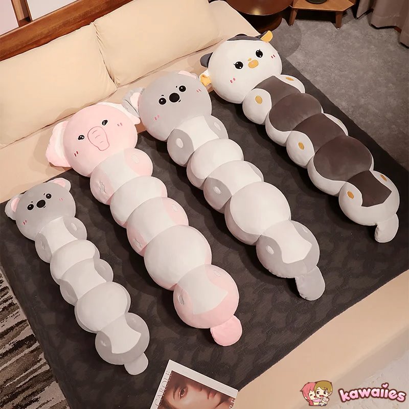 Adorable Long Caterpillar Cat, Koala, and Elephant Plush Toy Collection