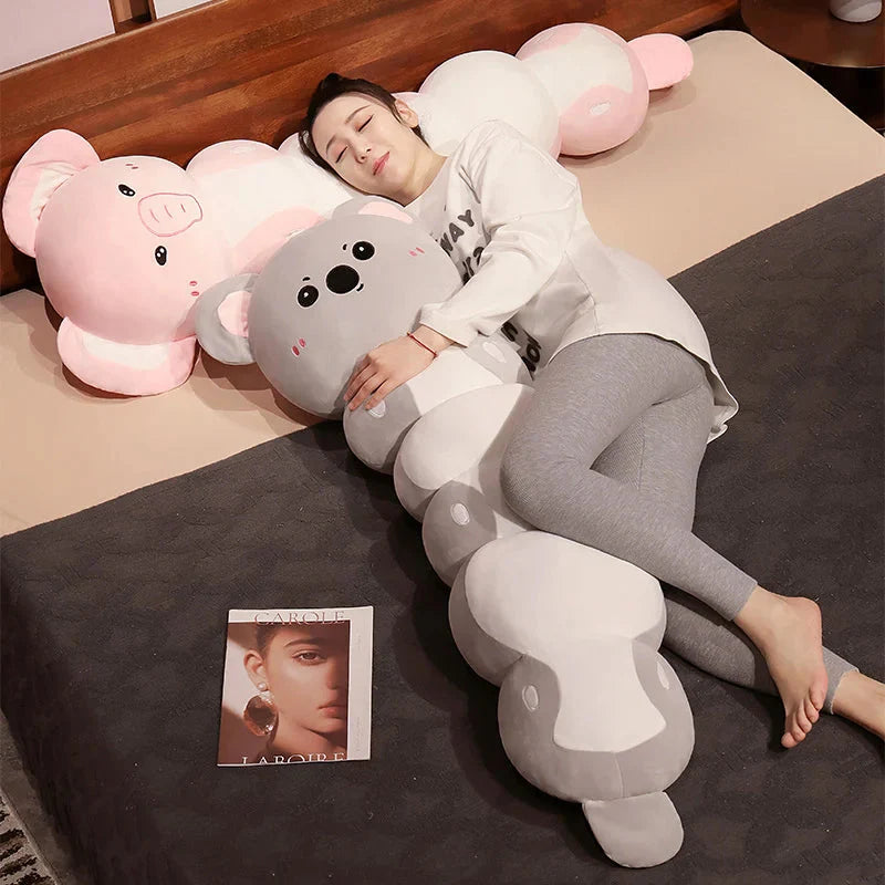 Adorable Long Caterpillar Cat, Koala, and Elephant Plush Toy Collection