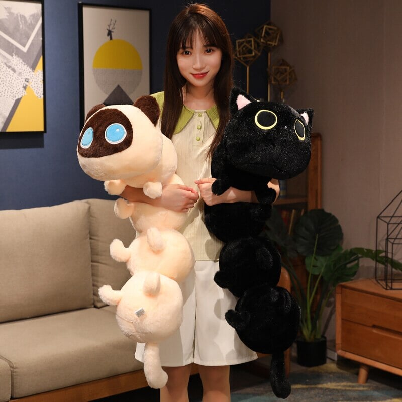 Extra Soft and Cuddly Long Fluffy Cat Caterpillar Plush Toys