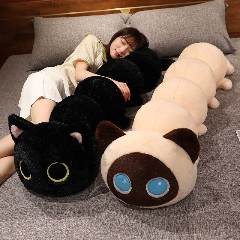 Extra Soft and Cuddly Long Fluffy Cat Caterpillar Plush Toys