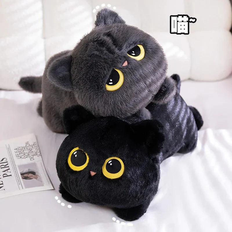 Extra-Large Fluffy Black and Gray Cat Plush Toys