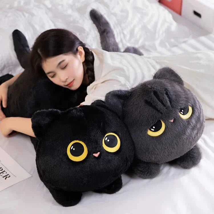 Extra-Large Fluffy Black and Gray Cat Plush Toys
