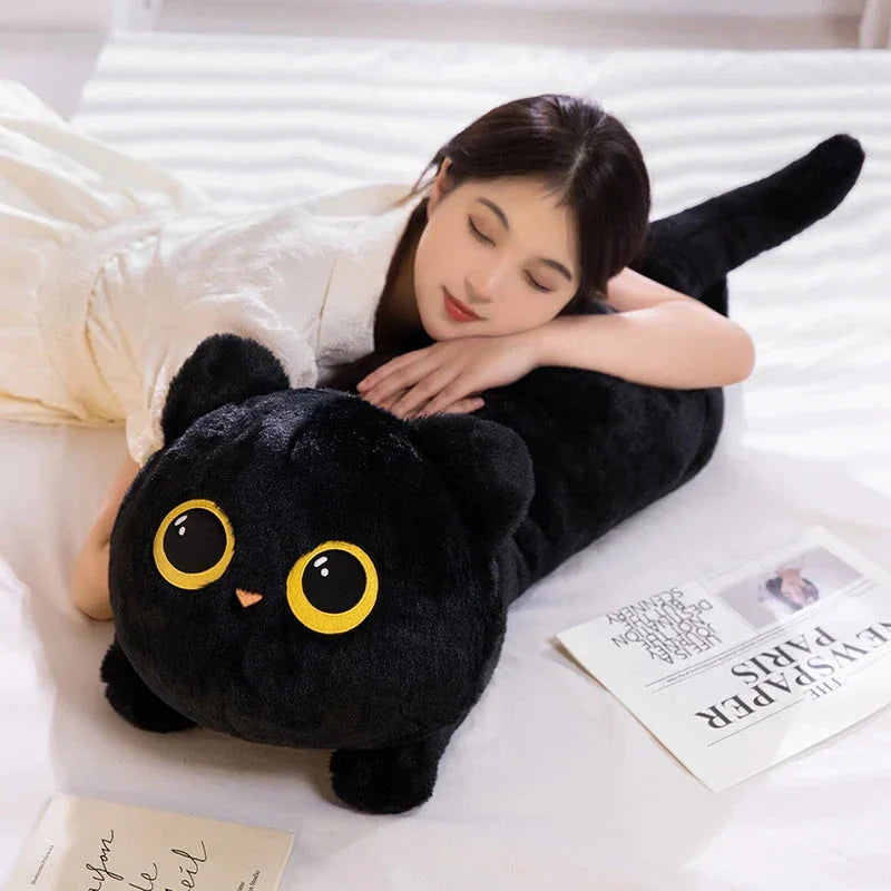 Extra-Large Fluffy Black and Gray Cat Plush Toys