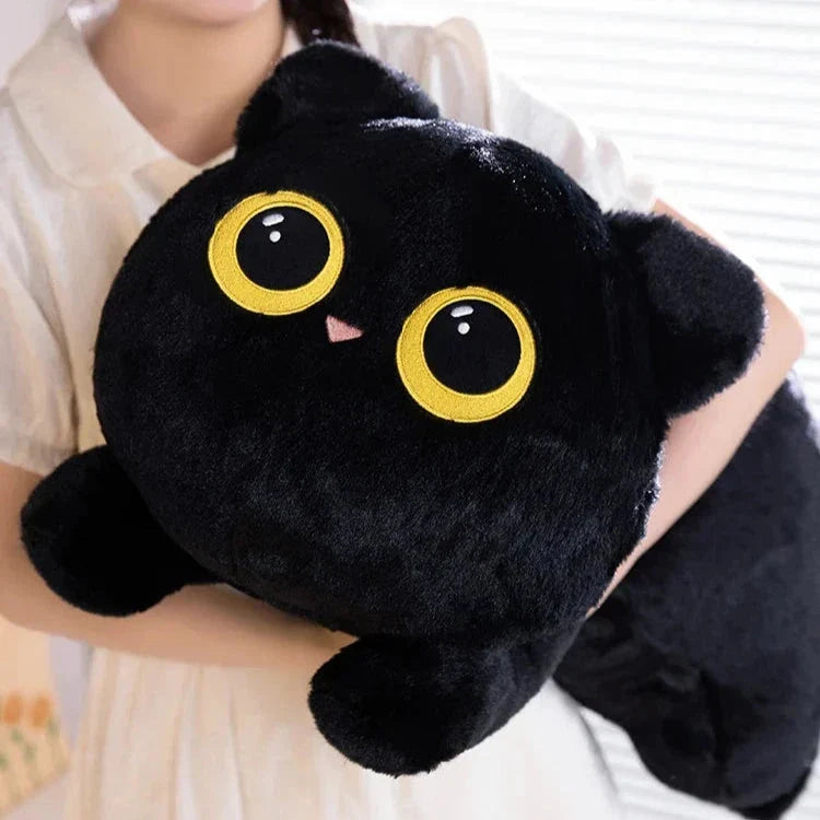 Extra-Large Fluffy Black and Gray Cat Plush Toys