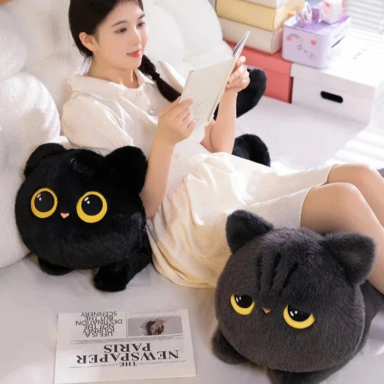 Extra-Large Fluffy Black and Gray Cat Plush Toys