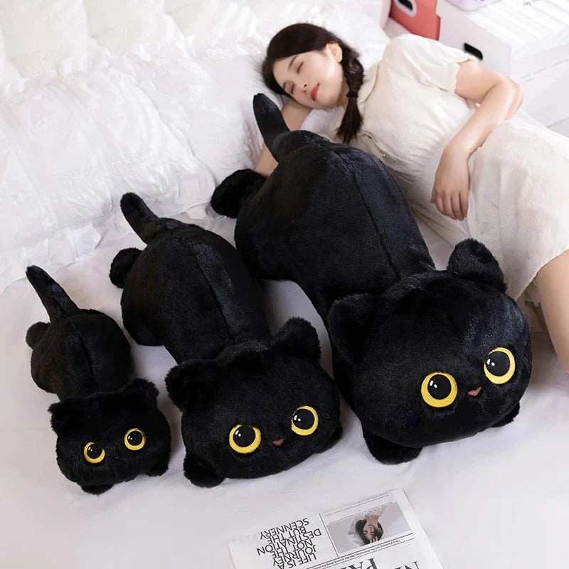Extra-Large Fluffy Black and Gray Cat Plush Toys