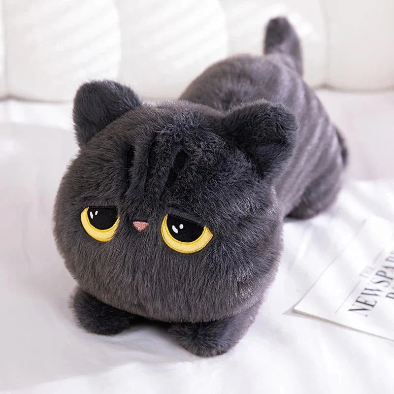 Extra-Large Fluffy Black and Gray Cat Plush Toys