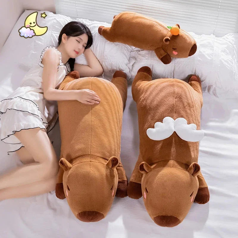 Adorable Long Orange Kawaii Capybara Plushies with Wings