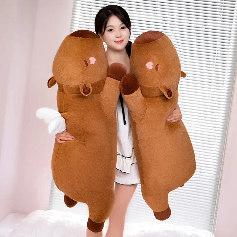 Adorable Long Orange Kawaii Capybara Plushies with Wings