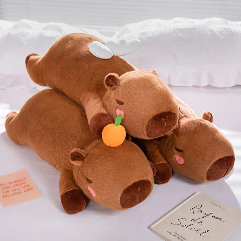 Adorable Long Orange Kawaii Capybara Plushies with Wings